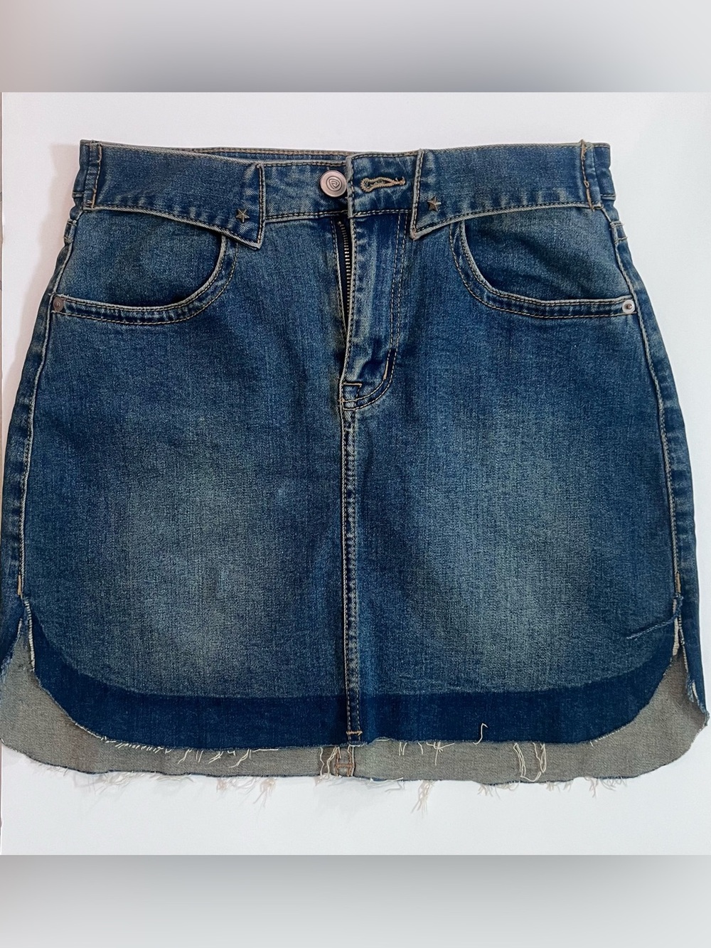 Rock & Roll Denim Mini Skirt - Dark Blue Wash NWOT